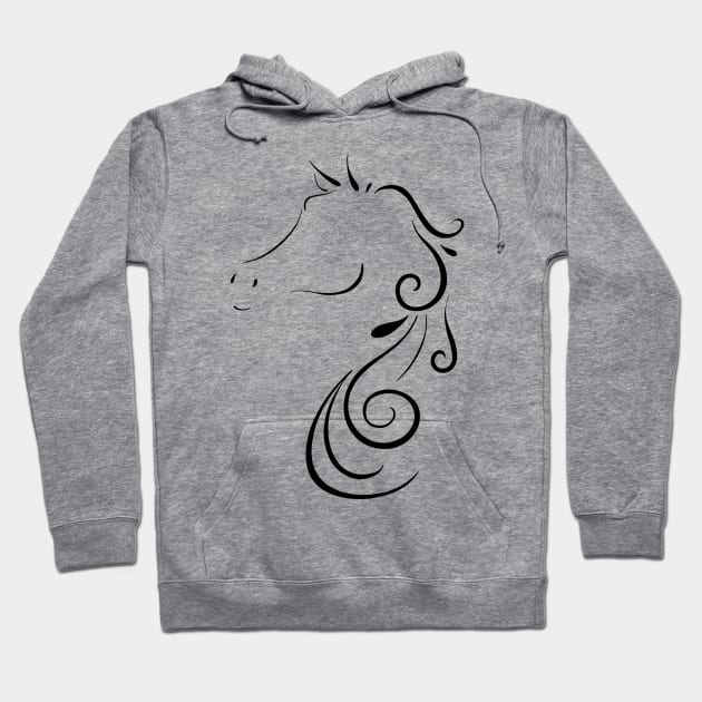 Elegant Horse Swirls Hoodie by Lady Lilac